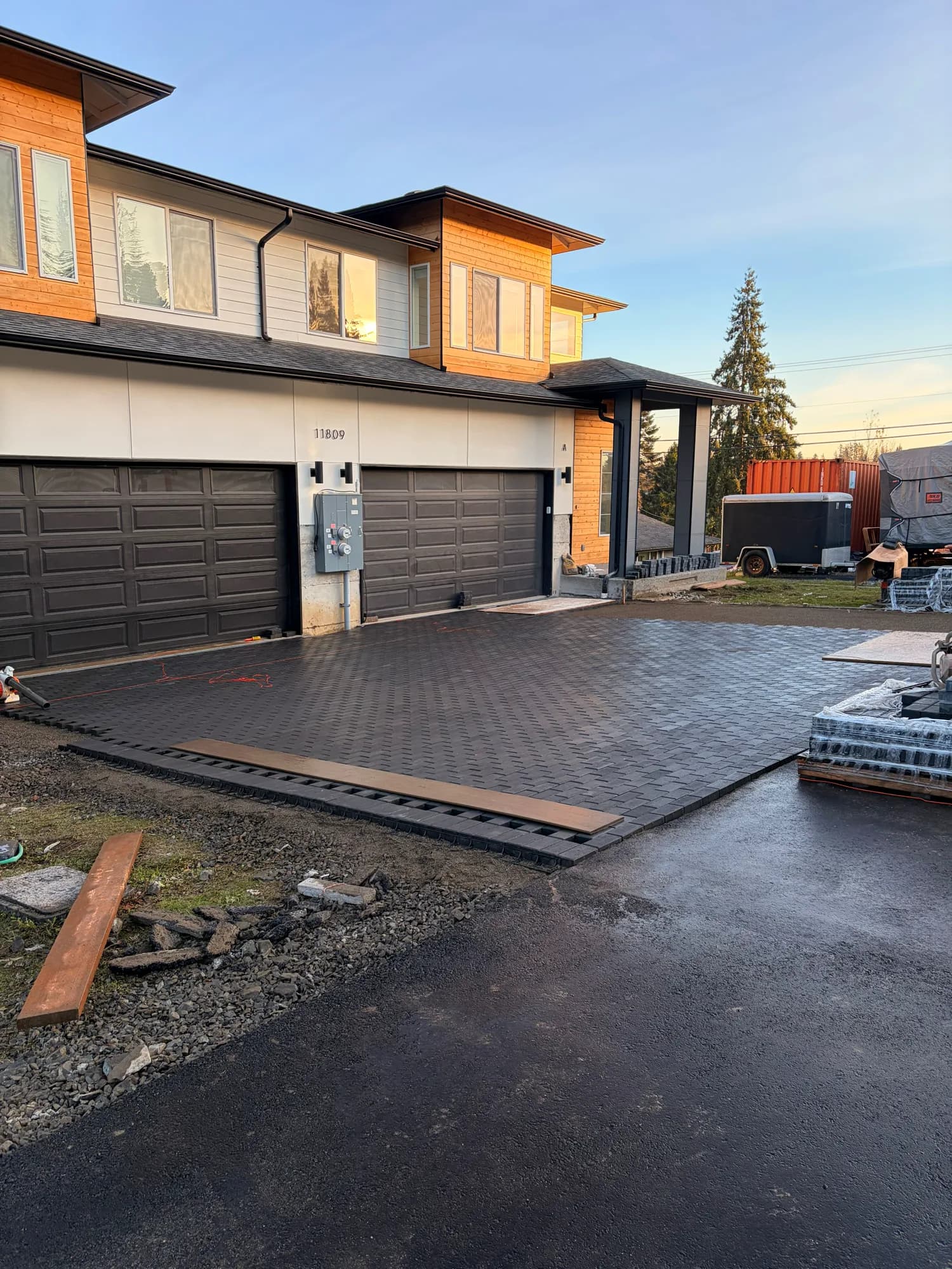 New build driveway paver installation
